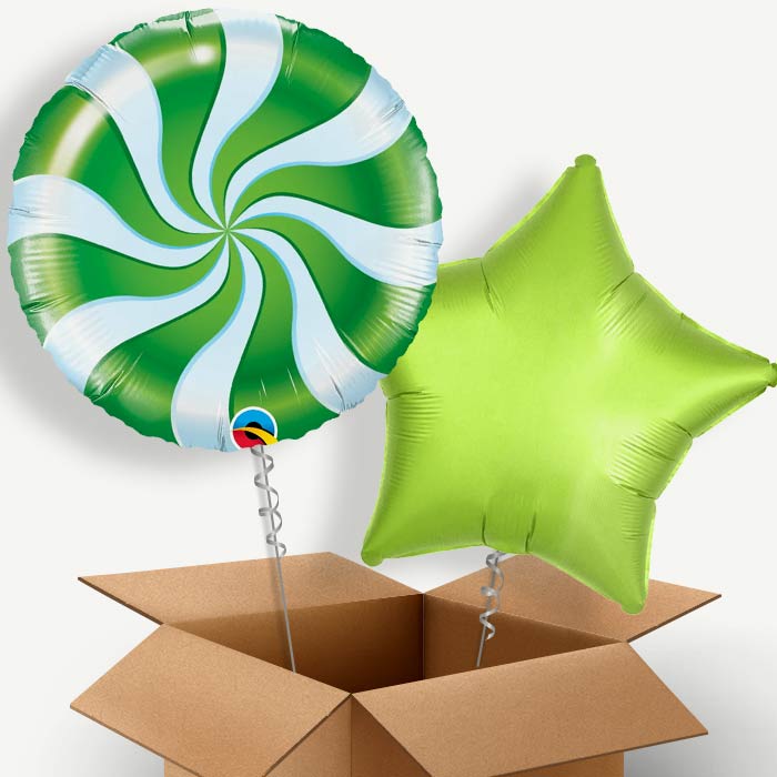 Green Candy Swirl Helium Balloon Duo | Party Save Smile