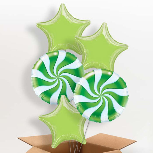 Green Candy Swirl Helium Balloon in a Box - 5 Balloon | Party Save Smile