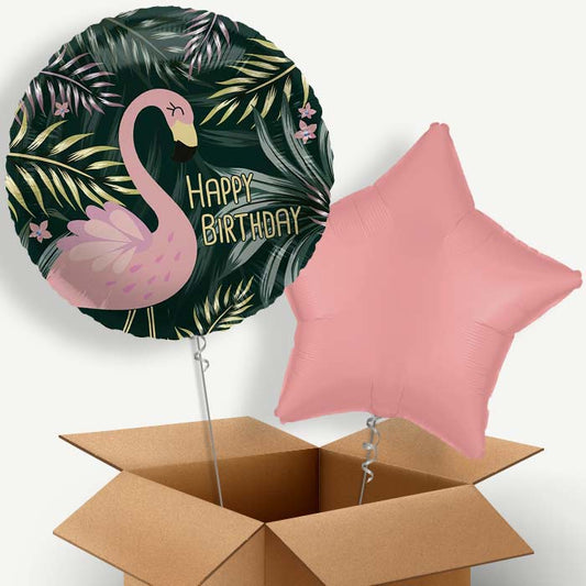 Flamingo Birthday Tropical Leaves Helium Balloon Two | Party Save Smile