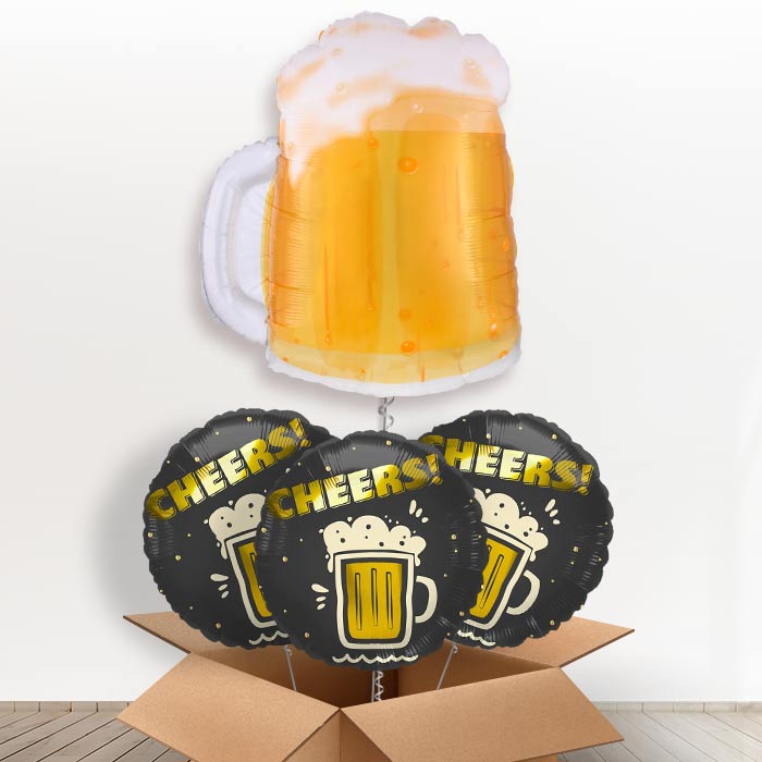 Giant Beer Mug Helium Balloon in a Box-Giant Balloon + 3 Themed Balloons| Party Save Smile