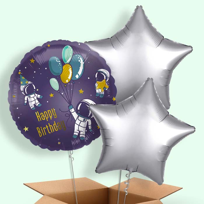 Astronaut Birthday Helium Balloons Delivered - 3 Balloons | Party Save Smile