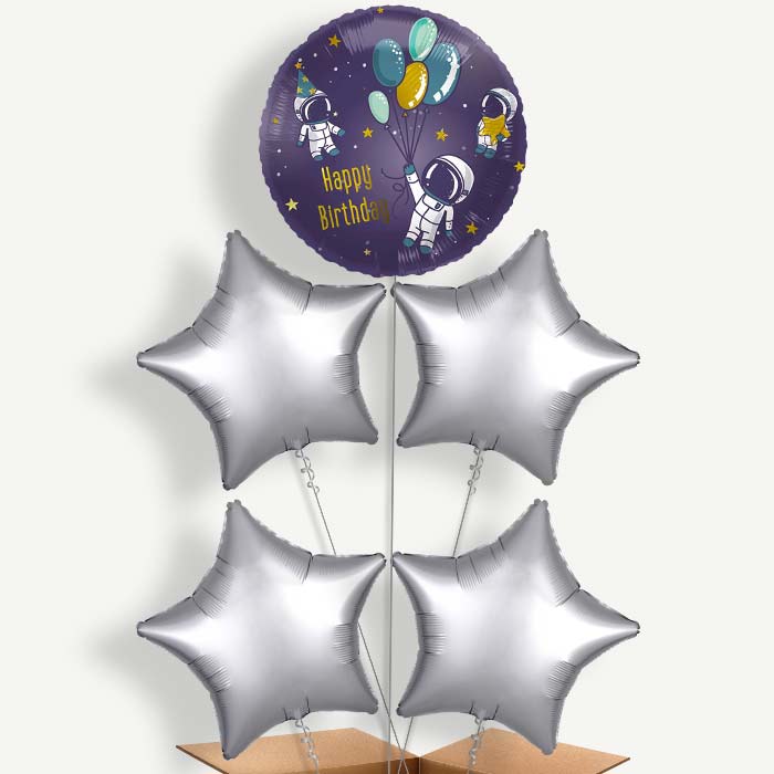 Astronaut Birthday 5 Helium Cluster Balloons | Party Save Smile