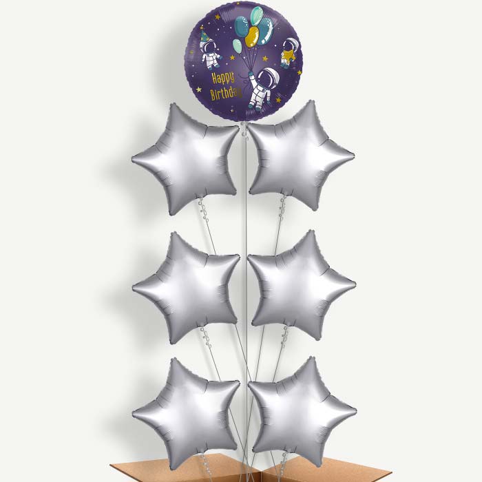 Astronaut Birthday 7 Helium Balloon Arrangement | Party Save Smile
