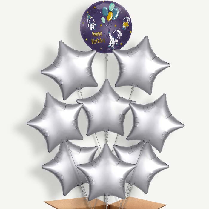 Astronaut Birthday 9 Helium Balloon Bundle | Party Save Smile