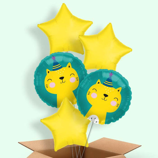 Party Cheetah Safari Helium Balloons Delivered - 5 Balloons | Party Save Smile
