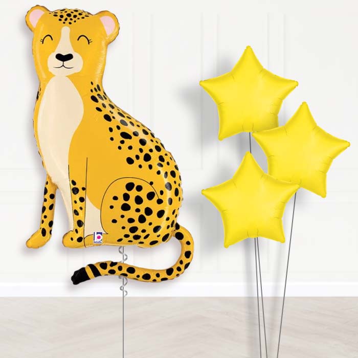Giant Cheetah Balloon Bouquet Delivery-Giant Balloon + 3 Plain Balloons| Party Save Smile