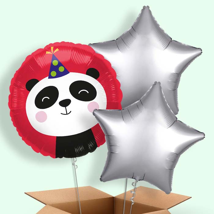 Party Panda Helium Balloons Delivered - 3 Balloons | Party Save Smile