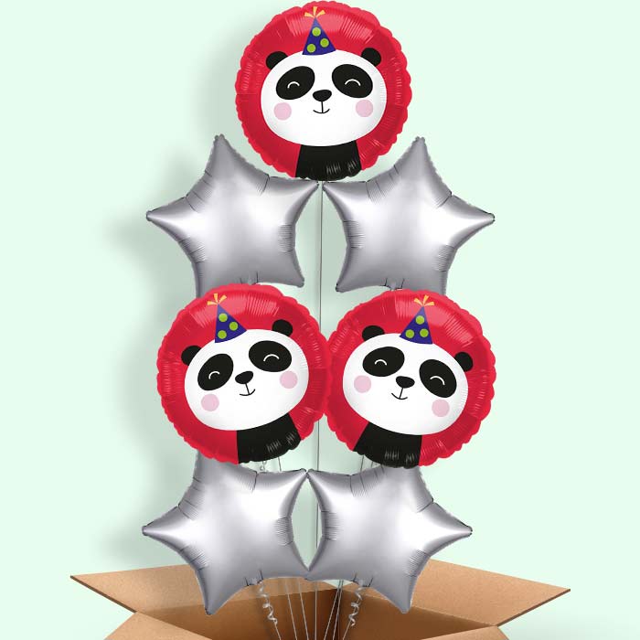 Party Panda Helium Balloons Delivered - 7 Balloons | Party Save Smile