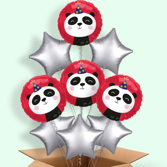 Party Panda Helium Balloons Delivered - 9 Balloons | Party Save Smile