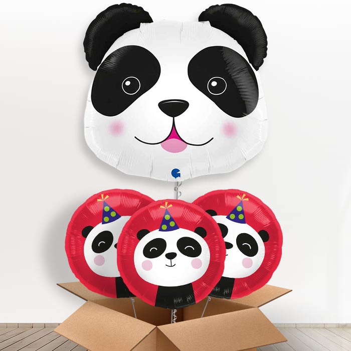 Shaped Panda Helium Balloon in a Box-Giant Balloon + 3 Themed Balloons| Party Save Smile