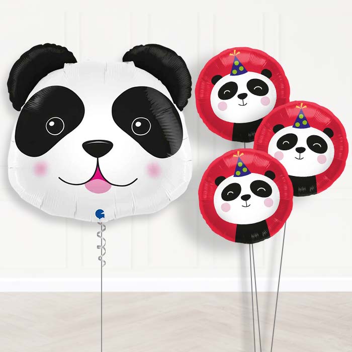 Shaped Panda Balloon Bouquet Delivery-Giant Balloon + 3 Themed Balloons| Party Save Smile