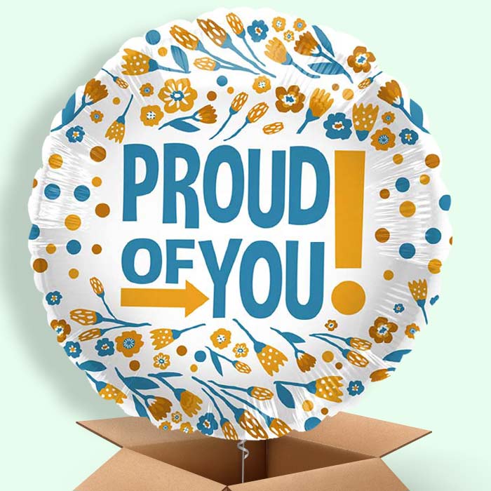 Proud of You Floral Print Helium Balloons Delivered - 1 Balloon | Party Save Smile
