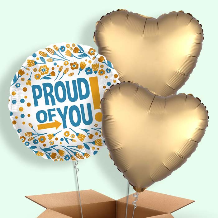Proud of You Floral Print Helium Balloons Delivered - 3 Balloons | Party Save Smile