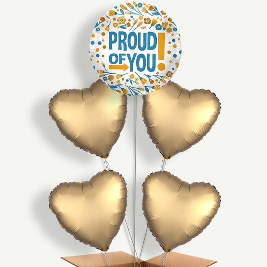 Proud of You Floral Print 5 Helium Cluster Balloons | Party Save Smile