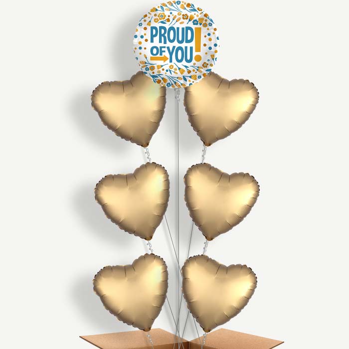 Proud of You Floral Print 7 Helium Balloon Arrangement | Party Save Smile