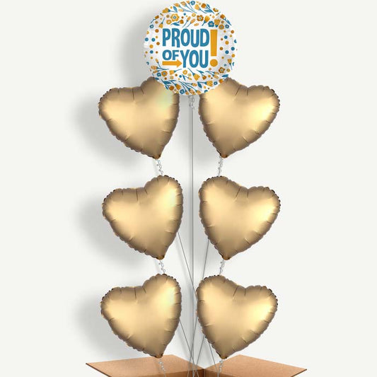Proud of You Floral Print 7 Helium Balloon Arrangement | Party Save Smile
