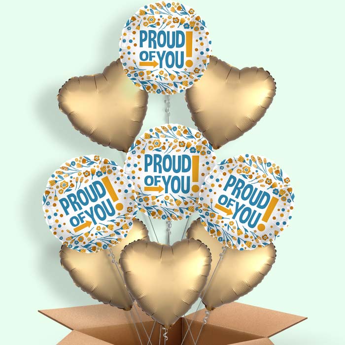 Proud of You Floral Print Helium Balloons Delivered - 9 Balloons | Party Save Smile
