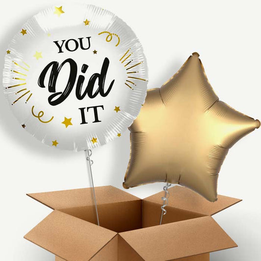 You Did It White Black & Gold Helium Balloon Two | Party Save Smile