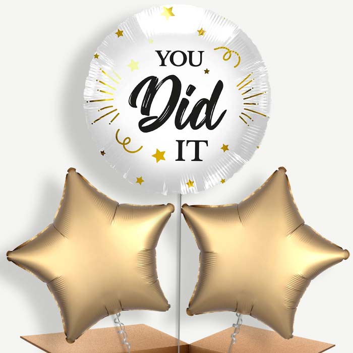 You Did It White Black & Gold Bunch of Balloons (Trio) | Party Save Smile