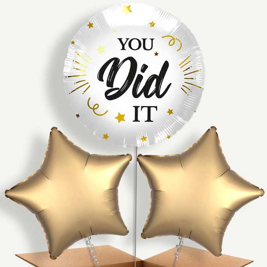 You Did It White Black & Gold Bunch of Balloons (Trio) | Party Save Smile