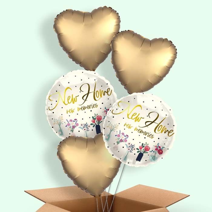 New Home Floral Print Helium Balloons Delivered - 5 Balloons | Party Save Smile