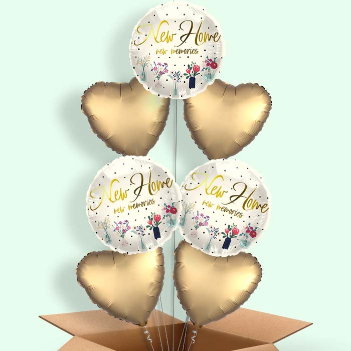 New Home Floral Print Helium Balloons Delivered - 7 Balloons | Party Save Smile