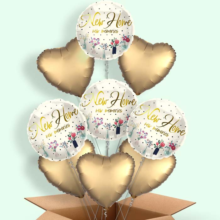 New Home Floral Print Helium Balloons Delivered - 9 Balloons | Party Save Smile