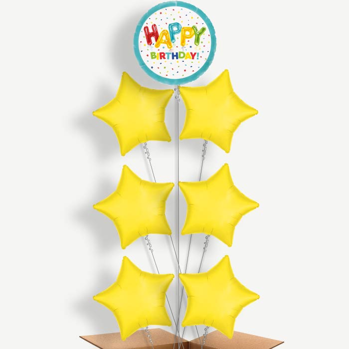Colourful Happy Birthday Helium Balloon Arrangement | Party Save Smile