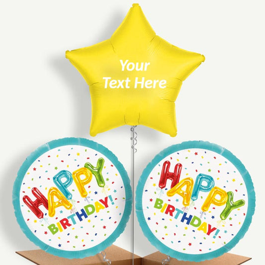 Personalisable Colourful Happy Birthday Helium Balloons | Party Save Smile