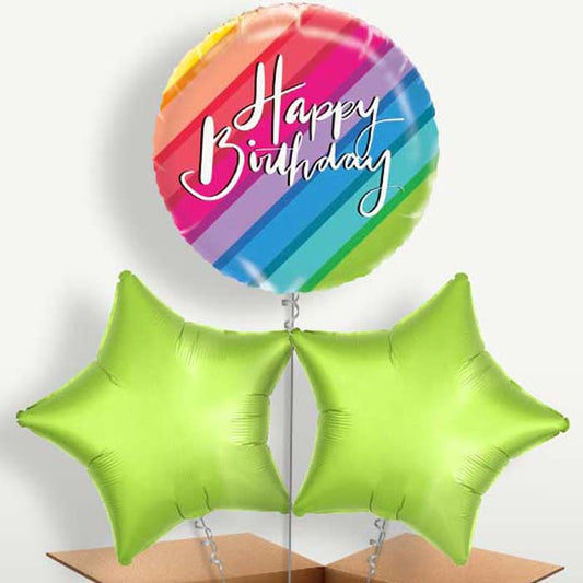 Rainbow Happy Birthday Trio Balloon Bunch | Party Save Smile