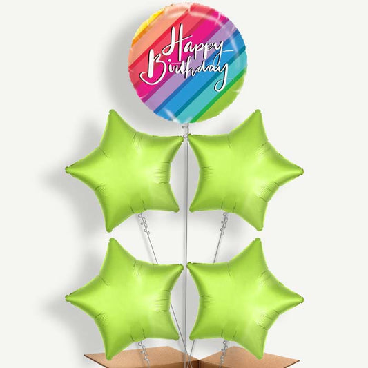 Rainbow Happy Birthday Helium Cluster Balloons | Party Save Smile
