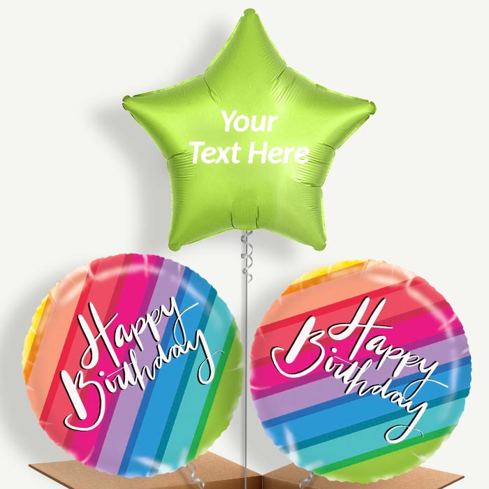 Personalisable Rainbow Happy Birthday Helium Balloons | Party Save Smile