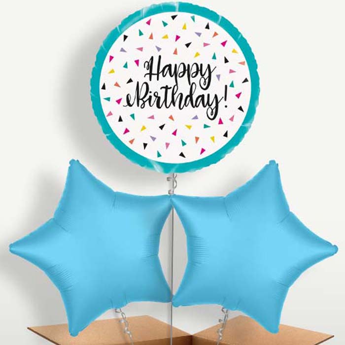 Triangle Confetti Happy Birthday Helium Bunch of Balloons | Party Save Smile
