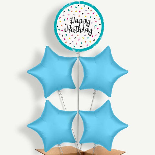 Triangle Confetti Happy Birthday Helium Balloon Cluster  | Party Save Smile