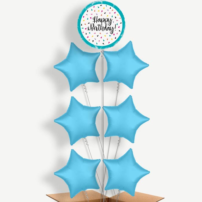 Triangle Confetti Happy Birthday Helium Balloon Arrangement | Party Save Smile