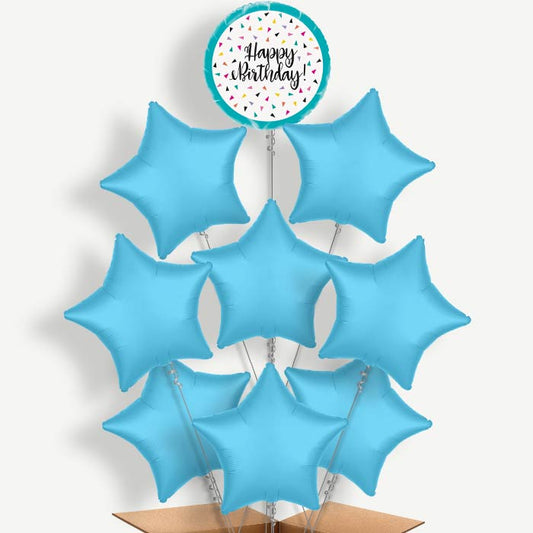 Triangle Confetti Happy Birthday Helium Balloon Bundle | Party Save Smile