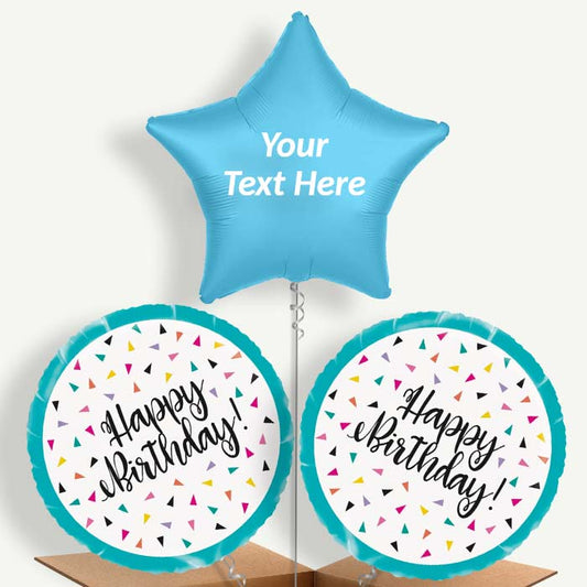 Personalisable Triangle Confetti Happy Birthday Helium Balloons  | Party Save Smile