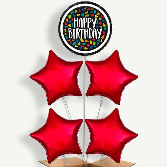 Mosaic Colourful Birthday Helium Cluster Balloons | Party Save Smile