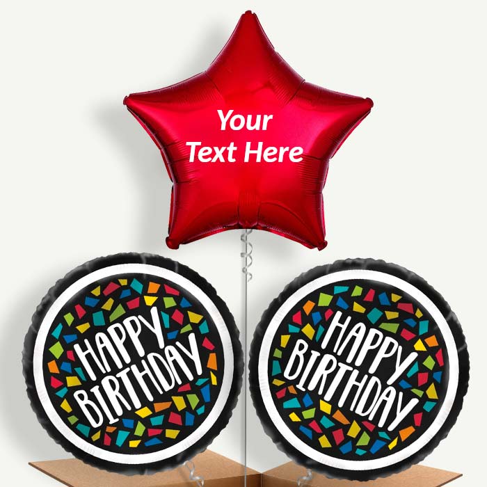 Personalisable Mosaic Colourful Birthday Helium Balloons | Party Save Smile