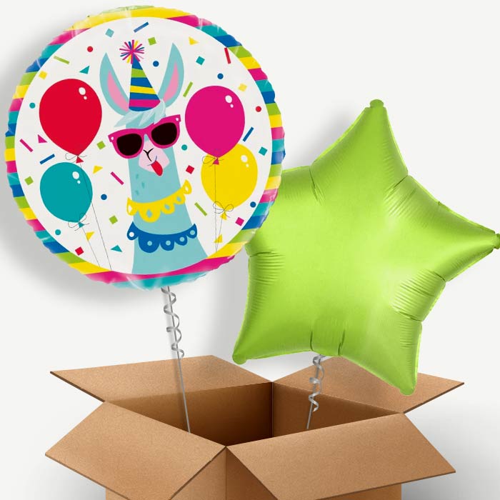 Llama Birthday Helium Balloon Pair | Party Save Smile
