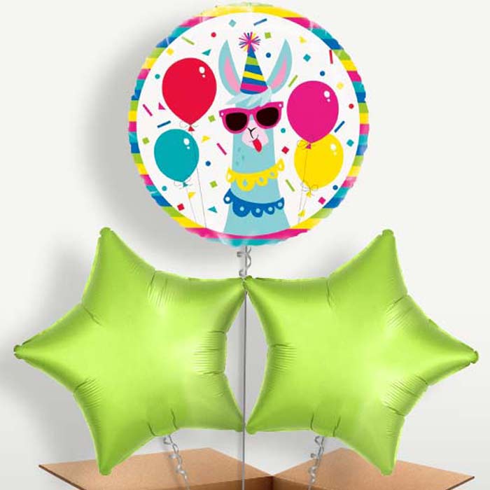 Llama Birthdays Balloon Bunches inflated with Helium | Party Save Smile