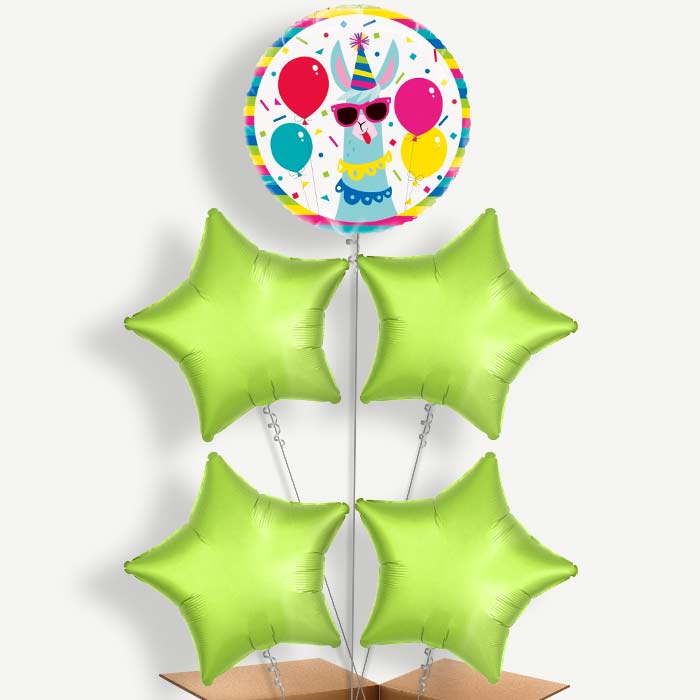 Llama Birthdays Balloon Clusters Inflated with Helium | Party Save Smile