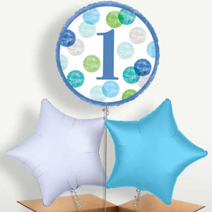 Blue Dots 1st Birthday Bunch of Balloons (Trio)