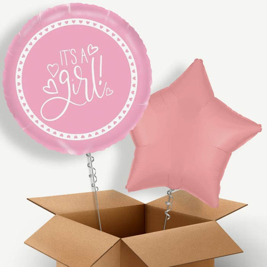 Pink Its a Baby Girl Helium Balloon Couple | Party Save Smile