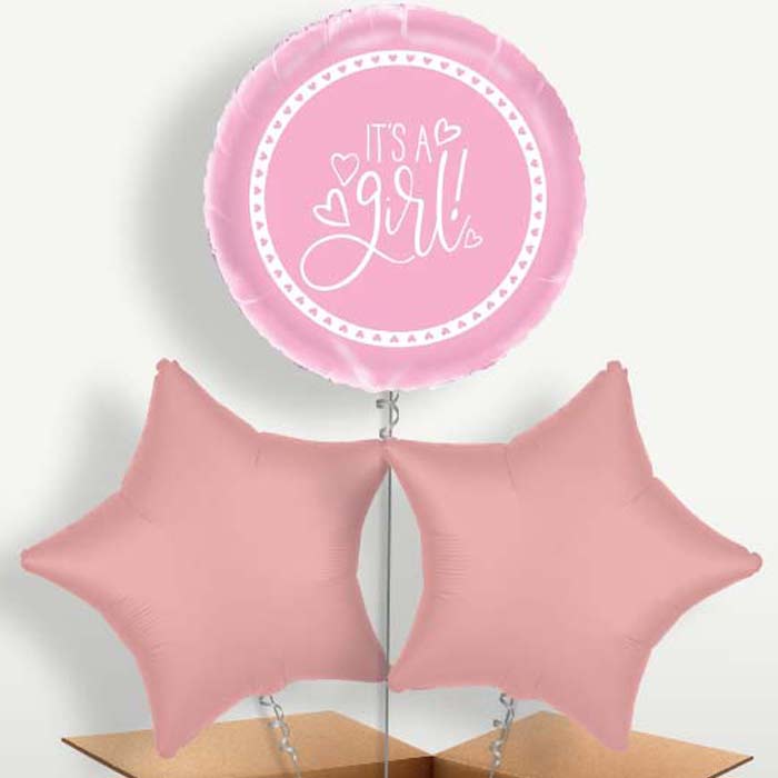 Pink Its a Baby Girl Balloon Bunch inflated with Helium | Party Save Smile