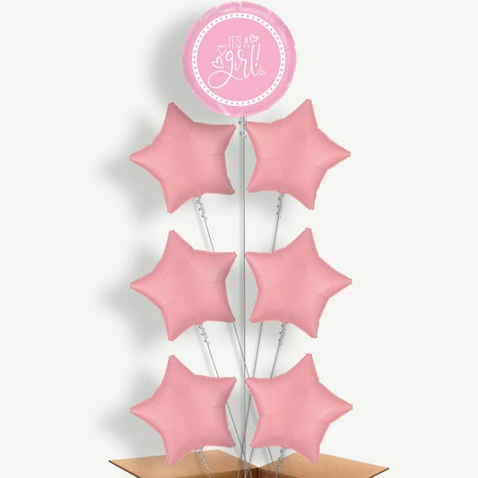 Pink Its a Baby Girl Helium Balloon Arrangement | Party Save Smile