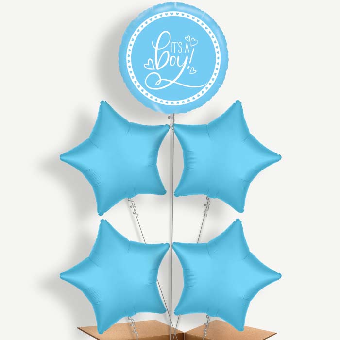 Blue It's a Baby Boy Balloon Cluster Inflated with Helium | Party Save Smile