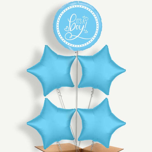 Blue It's a Baby Boy Balloon Cluster Inflated with Helium | Party Save Smile