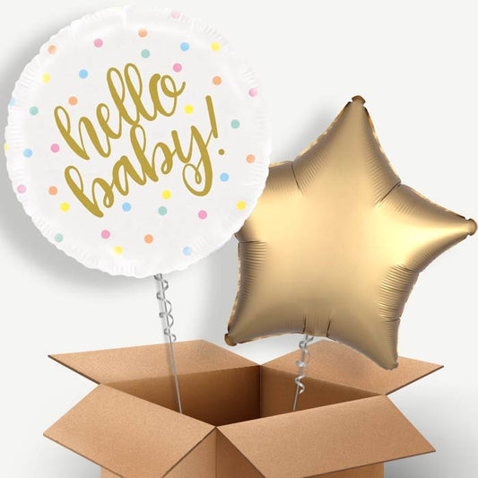 Hello Baby New Baby Helium Balloon Pair | Party Save Smile