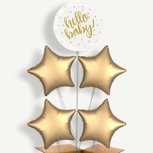 Hello Baby New Baby Balloon Cluster Inflated with Helium | Party Save Smile